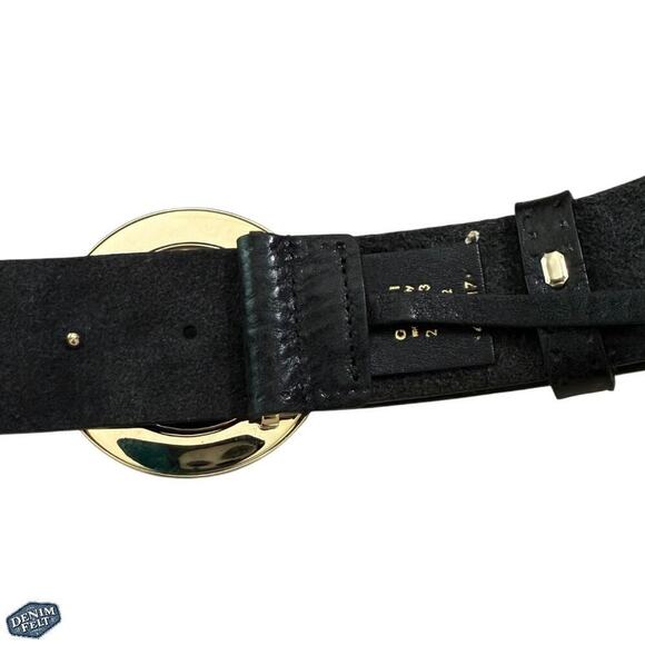 Gucci Unisex Black Calfskin Leather Gold Braided G Logo Buckle‎ Belt | 80•32